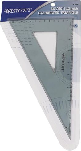 مجموعة مثلثات Westcott مقاس 10 بوصة 30/60/90، أكريليك شفاف مع مركز مقصوص، 6 عبوات (KT-80) in Kuwait