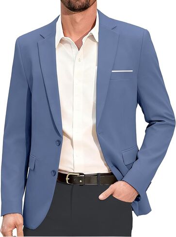 Mens Blazer Fashion Casual Formal Sport Coat Slim Fit Lightweight Business Suit Jacket Two Button Tuxedo for Wedding Prom in Saudi Arabia