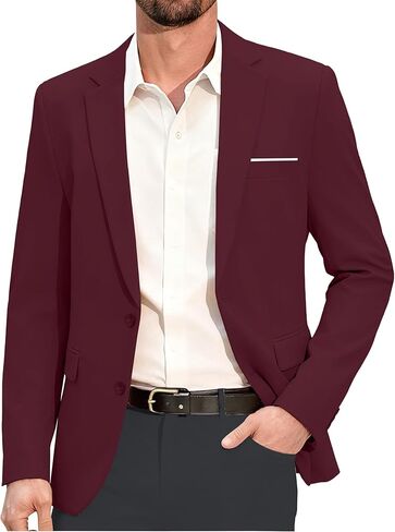 Mens Blazer Fashion Casual Formal Sport Coat Slim Fit Lightweight Business Suit Jacket Two Button Tuxedo for Wedding Prom in Saudi Arabia