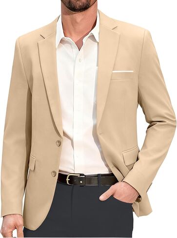 Mens Blazer Fashion Casual Formal Sport Coat Slim Fit Lightweight Business Suit Jacket Two Button Tuxedo for Wedding Prom in Saudi Arabia