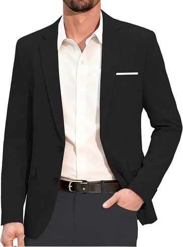 Mens Blazer Fashion Casual Formal Sport Coat Slim Fit Lightweight Business Suit Jacket Two Button Tuxedo for Wedding Prom in Saudi Arabia