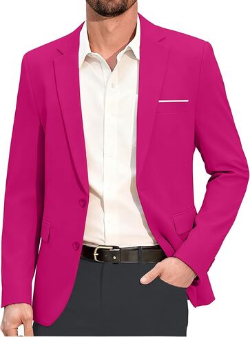 Mens Blazer Fashion Casual Formal Sport Coat Slim Fit Lightweight Business Suit Jacket Two Button Tuxedo for Wedding Prom in Saudi Arabia