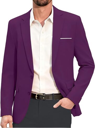 Mens Blazer Fashion Casual Formal Sport Coat Slim Fit Lightweight Business Suit Jacket Two Button Tuxedo for Wedding Prom in Saudi Arabia
