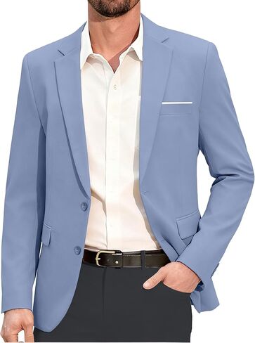 Mens Blazer Fashion Casual Formal Sport Coat Slim Fit Lightweight Business Suit Jacket Two Button Tuxedo for Wedding Prom in Saudi Arabia