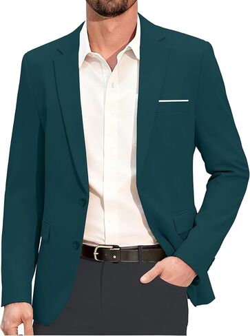 Mens Blazer Fashion Casual Formal Sport Coat Slim Fit Lightweight Business Suit Jacket Two Button Tuxedo for Wedding Prom in Saudi Arabia