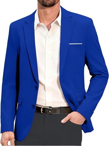 Mens Blazer Fashion Casual Formal Sport Coat Slim Fit Lightweight Business Suit Jacket Two Button Tuxedo for Wedding Prom in Saudi Arabia