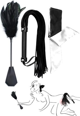 Faux Black Whip Ball Set Fun Mask and Whip Set Perfect for Costume Play in Kuwait