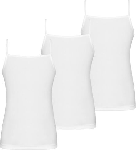 White Spaghetti Strap Tank Top Girls Undershirts 3 Pack, Cotton Soft Cute Tank Tops Breathable Sleeveless Camisole in Saudi Arabia