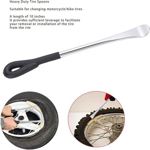 POCREATION Tire Spoons, Heavy Duty Carbon Steel 10 Inch Tire Lever Bar for and Bike Repair, 2 Pack for Effortless Changing in Saudi Arabia