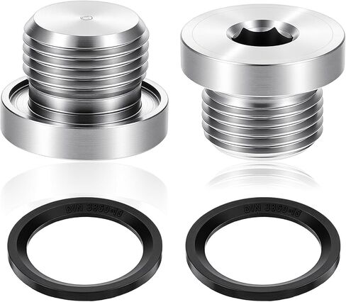 2 Pcs M18 x 1.5 Thread Sensor Plug, Sensor Plug with Inner Hex Head, 304 Stainless Steel Allen Key Slotted Plugs with O-Rings, for Car Motorbike and Other Transportation in Saudi Arabia