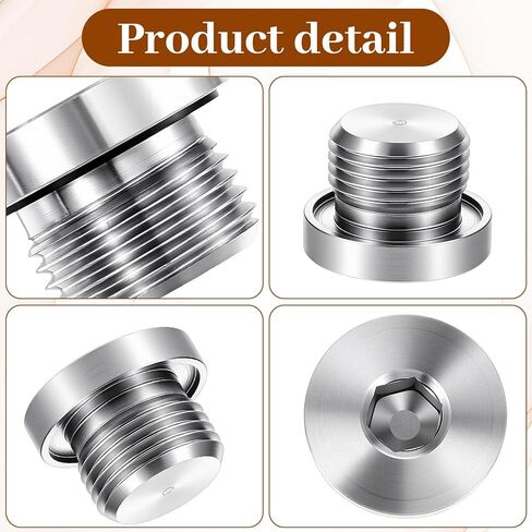 2 Pcs M18 x 1.5 Thread Sensor Plug, Sensor Plug with Inner Hex Head, 304 Stainless Steel Allen Key Slotted Plugs with O-Rings, for Car Motorbike and Other Transportation in Saudi Arabia