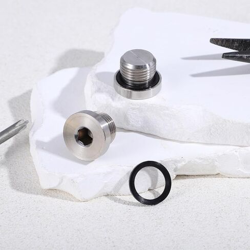 2 Pcs M18 x 1.5 Thread Sensor Plug, Sensor Plug with Inner Hex Head, 304 Stainless Steel Allen Key Slotted Plugs with O-Rings, for Car Motorbike and Other Transportation in Saudi Arabia