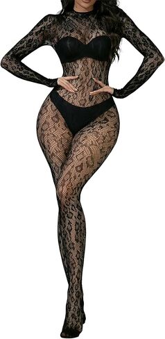 المرأة شبكة صيد السمك ارتداءها الدانتيل ليوبارد Bodystocking بذلة كامل الجسم قطعة واحدة شبكة الملابس الداخلية نادي الحفلات in Kuwait