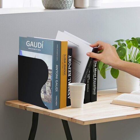 نهايات كتب قابلة للتعديل، نهايات كتب معدنية شديدة التحمل، حامل كتب قابل للتوسيع، حامل رف رف لتخزين منظم ملفات الكتب في مكتب الطلاب، يمتد حتى 19 بوصة (أسود) in Kuwait