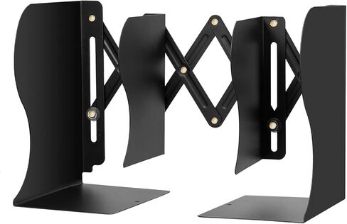 نهايات كتب قابلة للتعديل، نهايات كتب معدنية شديدة التحمل، حامل كتب قابل للتوسيع، حامل رف رف لتخزين منظم ملفات الكتب في مكتب الطلاب، يمتد حتى 19 بوصة (أسود) in Kuwait