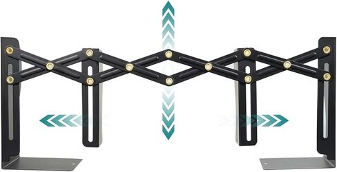 نهايات كتب قابلة للتعديل، نهايات كتب معدنية شديدة التحمل، حامل كتب قابل للتوسيع، حامل رف رف لتخزين منظم ملفات الكتب في مكتب الطلاب، يمتد حتى 19 بوصة (أسود) in Kuwait