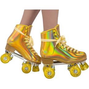 Vivid Skates Womens Roller Skates - Retro Vintage Style Holographic Roller Skates with Ankle Support and Padding - Quad Skates for Girls and Women - Indoor and Outdoor Roller Skates