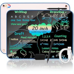 NiuTidea LCD Writing Tablet 20Inch Color Type-C Charging Drawing Tablet Doodle Board, Drawing Pads, Magnet adsorption Fridge, Educational Learning Toddler Toys 3 4 5 6 7 8 9 Years Boy and Girls Blue