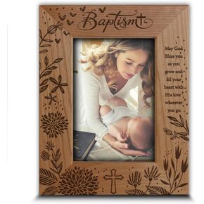 BELLA BUSTA -Blessings Baptism Christening Baby Girl/Boy Baptized Presents from Godparents -Ceremony of Baptizing a Child-Engraved Frame (5x7 Horizontal)