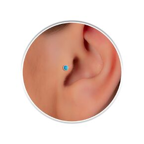 Turquoise Tragus Stud Piercing 22G - L Shape Tragus Stud With Turquoise Gemstone - 925 Silver Tragus Ear Stud