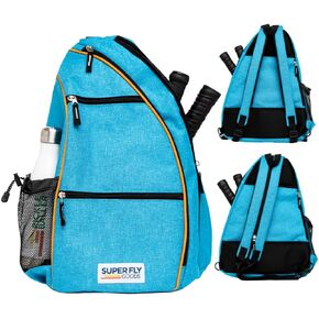 Super Fly Goods Pickleball Tennis Bag Backpack Women Men Tennis Backpack or Sling Reversible Pickleball Paddle, Tennis Rackets, Badminton Racquet, Squash Racquet, Balls and Other Accessories