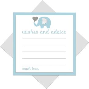 Blue Elephant Advice Cards Baby Shower Games, Perfect for Wishing Well, Birthday Time Capsule, Guest Book Alternative, Unique Guest Activity, 25 Pack
