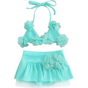 KnniMorning TEES Newborn Baby Girl Bikini Set Halter Bathing Suit 3D Flower 2 Piece Swimsuit Toddler Summer Beach Swimwear