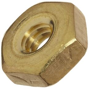ASME B18.6.3 Plain Brass Machine Screw Hex Nut, #2-56 Thread Size, 1/16" Width Across Flats, 3/16" Thick (Pack of 100)