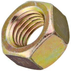 Steel Hex Nut, Zinc Yellow-Chromate Plated, Class 10, DIN 934, Metric, M10-1.5 Thread Size, 17 mm Width Across Flats, 8 mm Thick (Pack of 50)