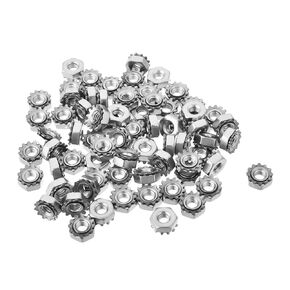 MroMax 10#-24 K-Lock Nuts, Silver 304 Stainless Steel Keps Lock Nuts for Hardware Fastening Accessories in Machinery, Furniture, Electrical Appliances, 50Pcs