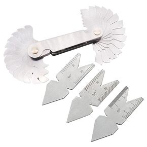 Smgda 4pcs Thread Pitch Gauges Measure Tool Set Stainless Steel 3PCS Metric 60° & Whitworth 55° & US 60° Center Gage with 52 Blades Inch/Metric Screw Pitch Gage