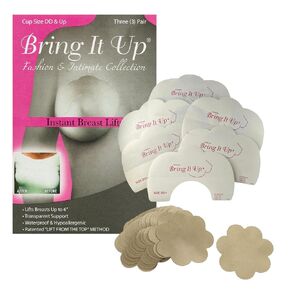 Bundle of Instant Lift-Boob Tape/Sticky Bra - Cup Sizes DD & Up, 3 Pairs & 8 Pair Nipple Covers/Breast Pasties