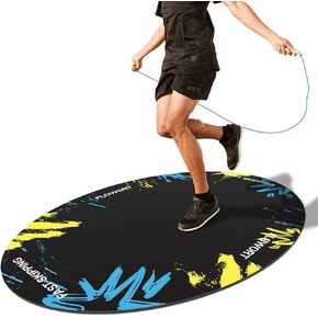 Jump Rope Mat Large Rubber Exercise Mat Indoor Outdoor Shock Absorbing Mat Non-Slip Oval Design for Floor & Rope Protection, Workout Mats for Home Gym Flooring