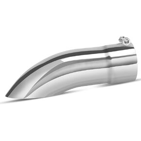 YITAMOTOR 3.5 Inch Turn Down Exhaust Tip, 3.5" Inlet/Outlet Polished Surface Stainless Steel Professional Exhaust Tip for All 3.5" Outside Diameter Tailpipe, 12" Overall Length, Bolt-On, Silver