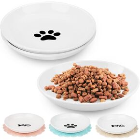 أوعية القطط المرتفعة المضادة للقيء، أوعية طعام القطط الخزفية المرتفعة للقطط الداخلية، وعاء واسع ضحل للقطط مرتفع، أطباق مسطحة لطيفة لتغذية القطط الأليفة، طبق طعام رطب صديق للقطط in Kuwait