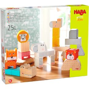 HABA Animal Parade Wooden Blocks - 25 Piece Building Block Set (Made in Germany)