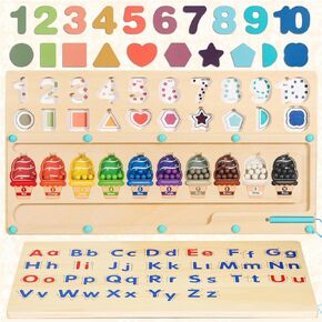 Montessori Toys for 3 Year Old Toddlers: 4 in 1 Learning Resources Toys Magnetic Color and Number Maze Wooden Puzzle Board Shape Sorting Game Activities for Kids Birthday Gifts for Boys Girls Age 3 4 in Kuwait