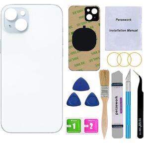 OEM Rear Back Glass Replacement for iPhone 15 6.1-inches with Reparing Tool Kit and Pre-Installed Adhesive (Black)