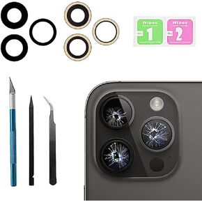 3 Pcs Back Rear Camera Lens Glass Replacement for iPhone 14 Pro Max,14 Pro Max Back Rear Camera Lens Replacement with Pre-Installed Adhesive, Back Glass Camera Lens,Repair Tool Set