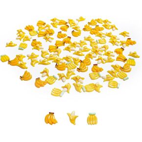 100 قطعة من الموز الاصطناعي المصغر بمقياس 1/12، موزة مقلدة واقعية، موز بلاستيكي، فاكهة صغيرة لتزيين المنزل الصغير والمطبخ والحديقة الخيالية in Kuwait