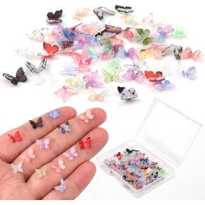 60pcs Micro Resin Butterflies, Mini Butterflies for Crafts Miniature Tiny Butterflies Dollhouse Small Butterfly Figurines for Kids Miniature Landscapes Fairy Dollhouse (Random Colors)