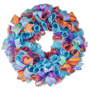 Orange and Turquoise Spring Wreath - Summer Decor - Everyday Door Decorations - Pink Teal Wreaths