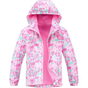 LUCKYLUAN Girls Boys Hooded Windproof Jacket Patterned Fleece Lined Outerwear in Saudi Arabia