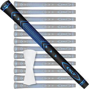 KNLY Golf Grips Set of 13 - High Traction and High Feedback Rubber Golf Club Grips with Anti-Slip and All Weather Performance，13 Grips with 15 Tapes and 13 Grips with All Repair Kits for Choice.