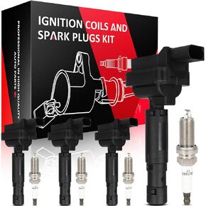 SCITOO 4 ignition coils + 4 iridium Spark Plugs,for Mercedes-Benz C230 1.8L 2003 2004 2005 UF555 C1690 5C1747