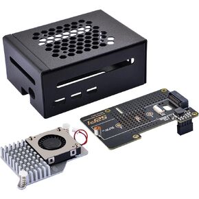 GeeekPi Metal Case with N04 PCIe M.2 Key-M NVMe SSD PCIe Peripheral Board for Raspberry Pi 5, with Raspberry Pi 5 Official Active Cooler
