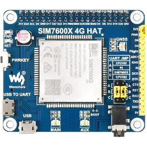 Waveshare 4G/3G/2G/GSM/GPRS/GNSS HAT for Raspberry Pi Based on SIM7600G-H Supports LTE CAT4 up to 150Mbps for Downlink Data Transfer