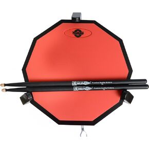 Tromme Drum Practice Pad & Carrying Case – 12 Inches – Silicone – Wooden Base with Real Drum Feel – Practice Quietly -Sticks and Stand NOT INCLUDED (Red)