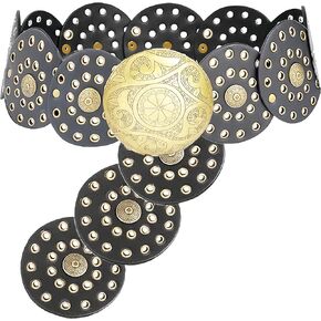 HooYiiok Western Belts for Woman,Circle Y2k Belt Womens Western Belt,Country Concho Belts for Women Chunky Belt Wide Belts