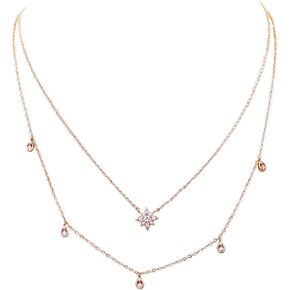 Rosemarie Collections Women's Dainty Double Strand Crystal Star Necklace